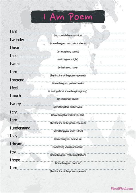I Am Poem Template For Free (PDF & JPEG)