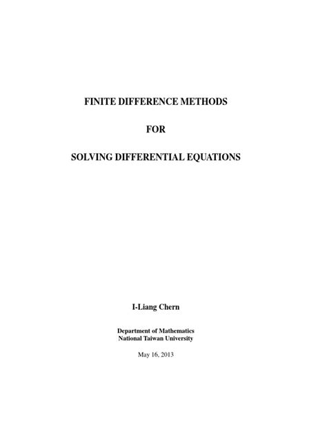 Image result for Finite Difference Method Example PDF