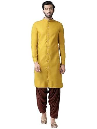 Buy KISAH Men Straight Kurta Full Sleaves, Knee Length, Straight ...