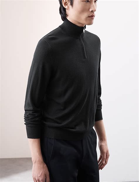 Buy Pure Extra Fine Merino Wool Half Zip Jumper at Marks & Spencer