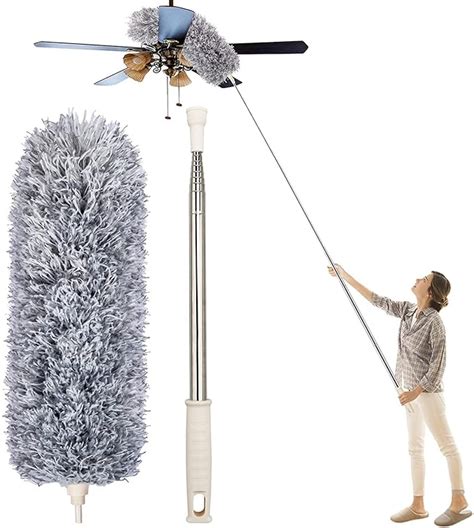 TIRALUHEM Microfiber Feather Duster Bendable & Extendable Fan Cleaning ...