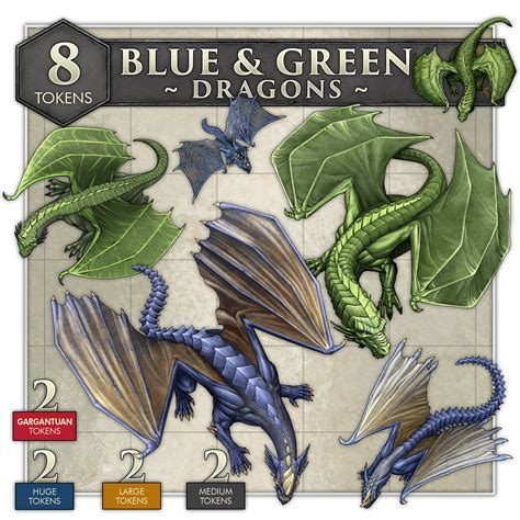 RPG Essential Tokens - Dragons - Blue and Green Set (Digital for VTT ...