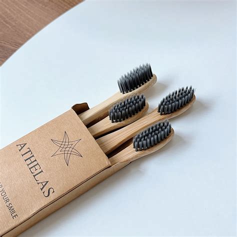 Athelas Bamboo Toothbrushes with Activated Charcoal Soft Bristles ...