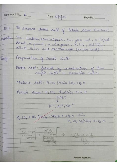Chem practical - Experiment No. 1 Date Page No. AIM: To prepare doble ...