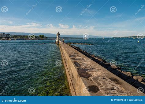 Lake Geneva Beach in the City of Geneva - GENEVA, SWITZERLAND - JULY 8 ...
