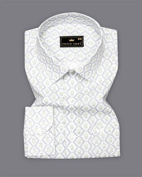 Bright White Casual Prints Premium Cotton Shirt For Men