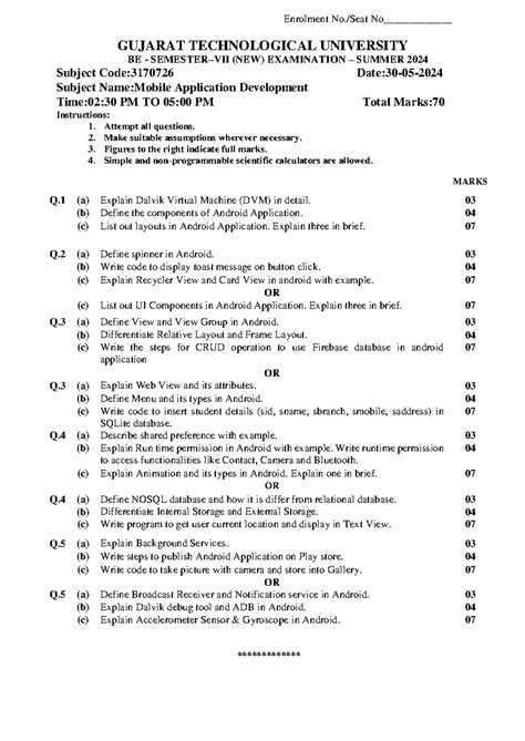3170726 s24 mad pyq - note - Enrolment No./Seat No_____________ GUJARAT ...