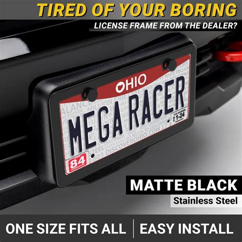 MegaRacer Premium Slim Matte Black License Plate Frame – 1 India | Ubuy