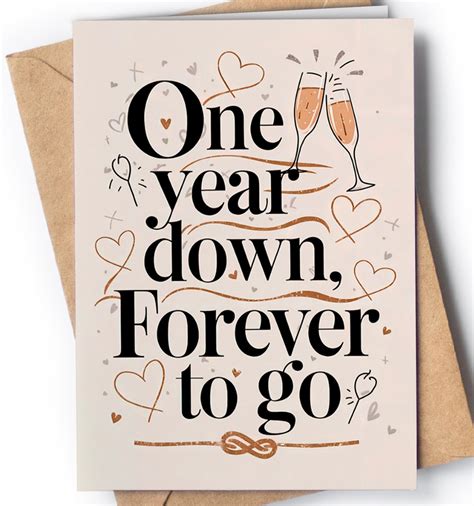 Amazon.com : 1 Year Anniversary Card for Husband or Wife, One Year ...