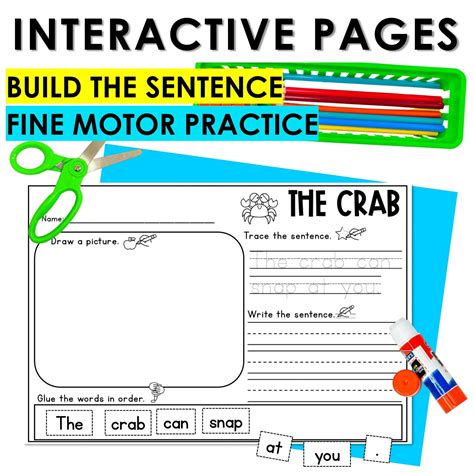 Ocean Theme Decodable Copy Sentence Worksheets Build a Sentence Cut and ...