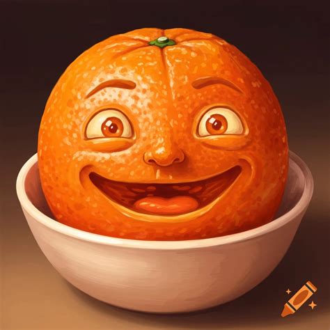 Orange with a face carved into its peel on Craiyon