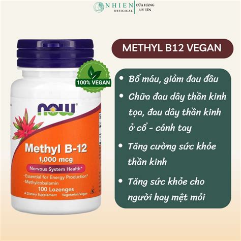 Vitamin B12 Methyl thuần chay 1000mcg bổ máu, giảm đau đầu, giảm căng thẳng | Shopee Việt Nam