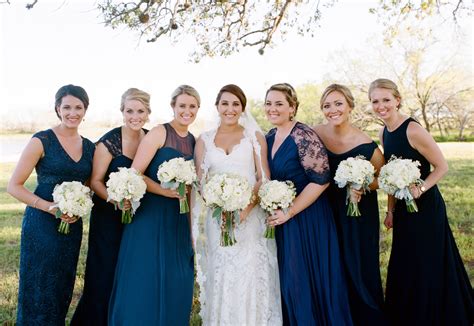 Navy Floor-Length Bridesmaid Gowns | Bridesmaid, Blue wedding dresses ...