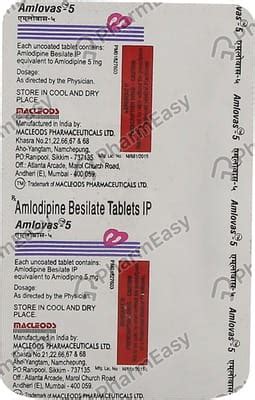 Amlovas 5 MG Tablet (15): Uses, Side Effects, Price & Dosage | PharmEasy
