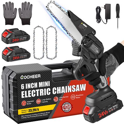 Buy Gocheer Mini Chainsaw 6 Inch, Electric Cordless Chainsaw Portable ...
