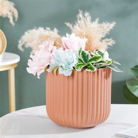 Biscuit Brown Fluted Vase Large Online - Premium Vase | Nestasia