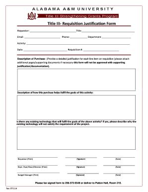 Fillable Online aamu Title III Requisition Justification Form Fax Email ...