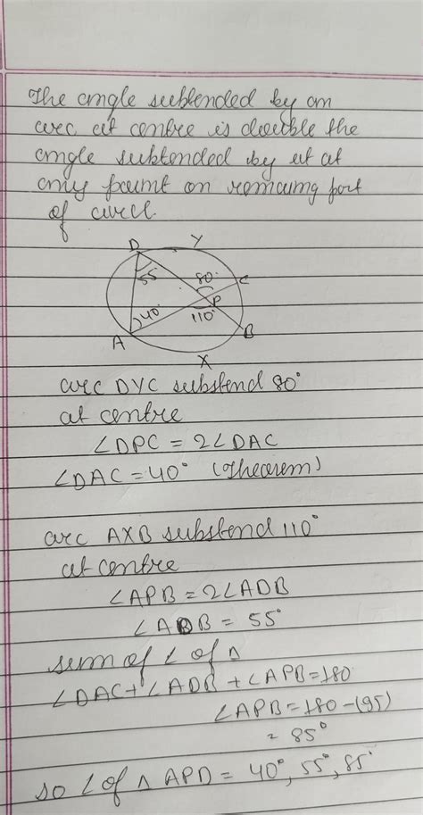 3. The central angle of the arc AXB is 110° and the central angle of ...