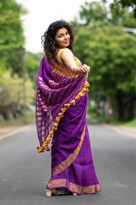 Purple Linen Saree | I Love Sarees - I Love Sarees