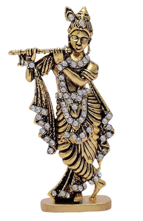 Buy GCT Lord Krishna Idol Bansuri Krishna Idol (B-39) Antique Gold ...