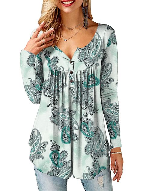 Womens Henley Shirts V Neck Long Sleeve Button Down Tops Warm Waffle ...