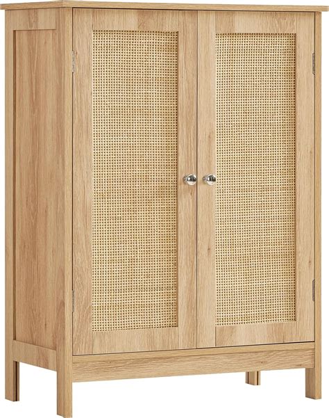 Amazon.com: Iwell Tall Bathroom Cabinet with Doors, Rattan Storage ...
