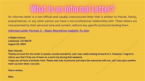 Informal Letter Format Example 的图像结果