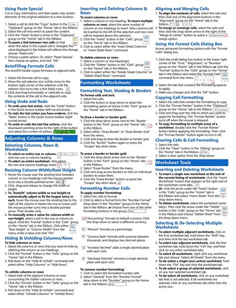 Buy Learn Excel 2019 Quick Reference Training Card - Laminated Tutorial ...