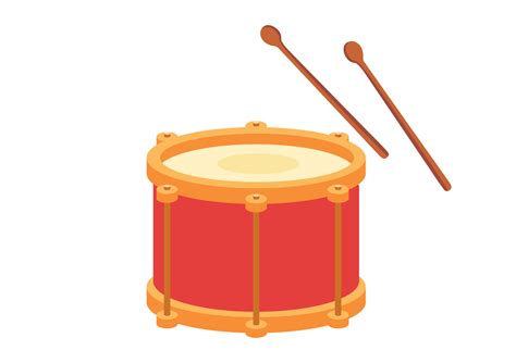 Red drum flat vector design. Drum and sticks flat style vector ...
