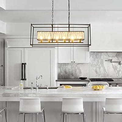 Buy Axamate Rectangular Chandelier for Dining Room, Black Modern ...
