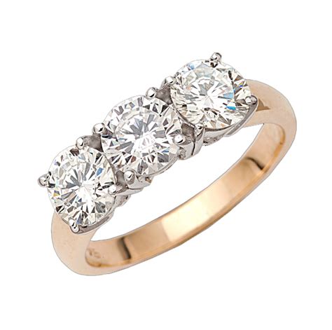 Trilogy Diamond Engagement Ring With Round Brilliant Cut Diamond ...