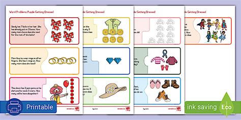 Grade R: Word Problems Puzzle - Getting Dressed - Twinkl