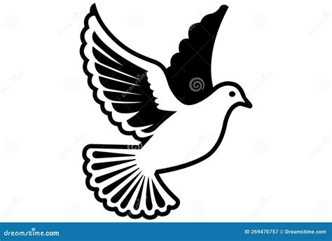 Black Icon White Dove Symbol of Peace. Stock Illustration ...