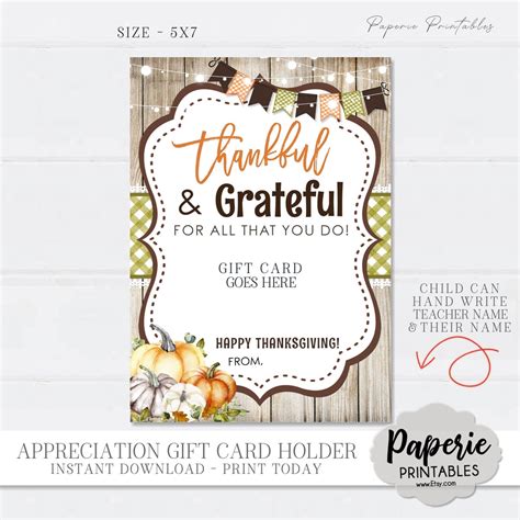 EDITABLE Thanksgiving Gift Card Holder Thanksgiving Thanks a - Etsy
