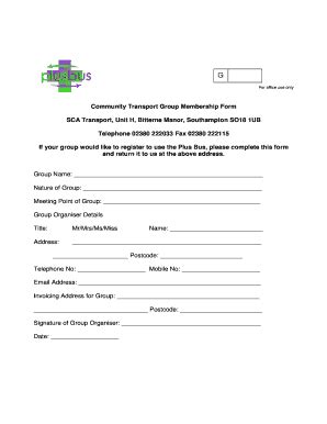 Fillable Online Bus Group Application Form.pdf - SCA Group Fax Email ...