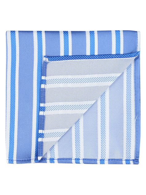 Kavove The Blue Ocean Striped Sky Blue Pocket Square For Men