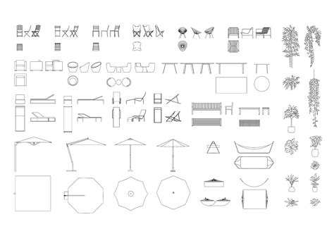 Outdoor Furniture DWG CAD Blocks in Plan and Elevation – Cadnature