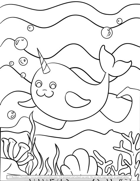 Narwhal Free Printable Coloring Page For Kids