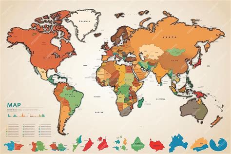 Detailed World Map with Countries 的图像结果