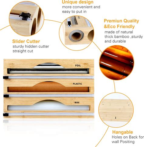 Buy Foil and Plastic Wrap Organizer,Plastic Wrap Dispenser with Cutter ...