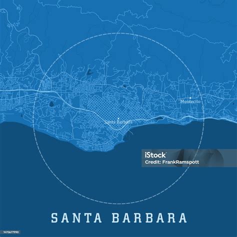 Santa Barbara Ca City Vector Road Map Blue Text Stock Illustration ...