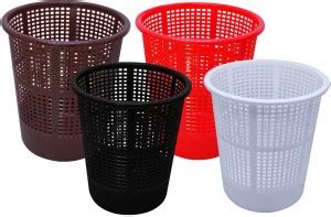 Morvi Plastic Prime Jali 222 Open Dustbin, Set of 4 Pc, 7 Ltr,Brown Red ...