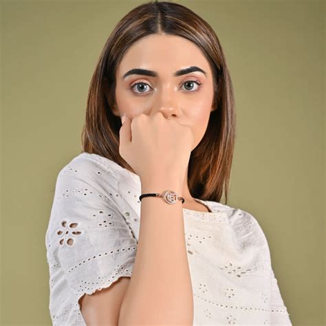 Ek Onkar Black Rope Bracelet- Rose Gold Finish – Matree by Neha Wahi