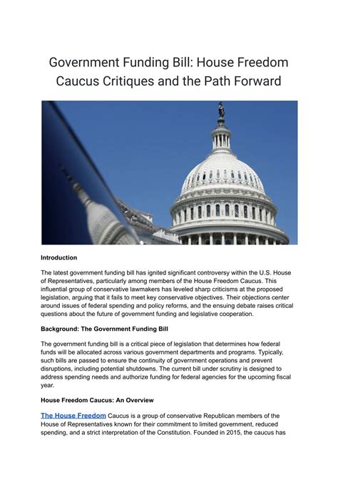 PPT - Government Funding Bill_ House Freedom Caucus Critiques and the ...