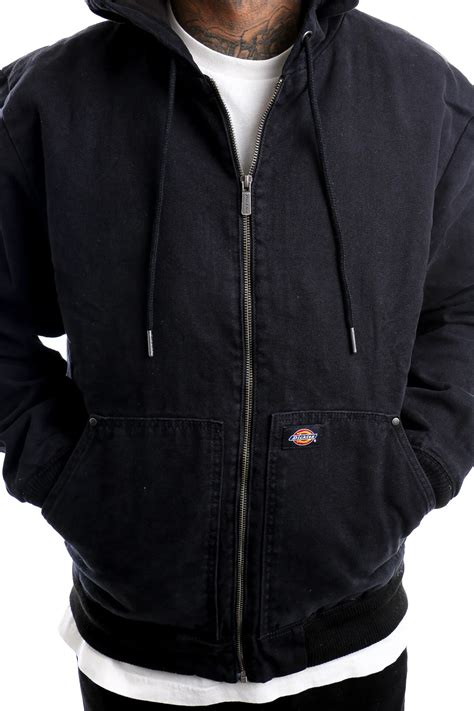 Dickies Jas DICKIES HOODED DUCK CANVAS JACKET STONE WASHED BLACK ...