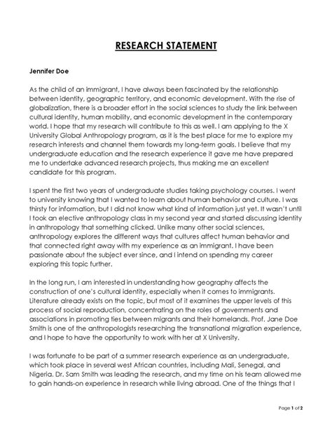 Image result for Example of a Research Statement