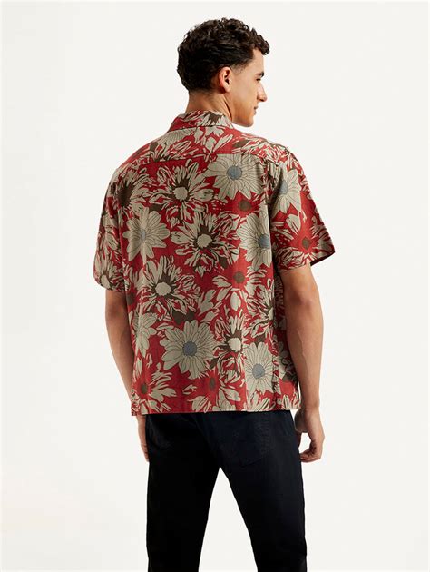 Men's Resort Collar Floral Relaxed Fit Linen Shirt – Levis India Store