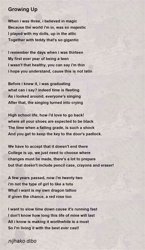 Growing Up Poems For Teenagers