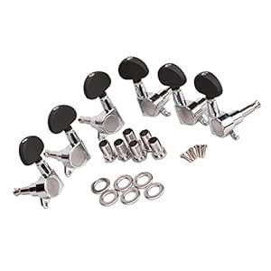 Generic 3L 3R Chrome Guitar Tuning Pegs Tuners Machine Heads w/ Black ...