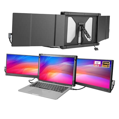 JoyReal Triple Monitor for 12'' 1080P Attachable Screen Extender USB-C ...